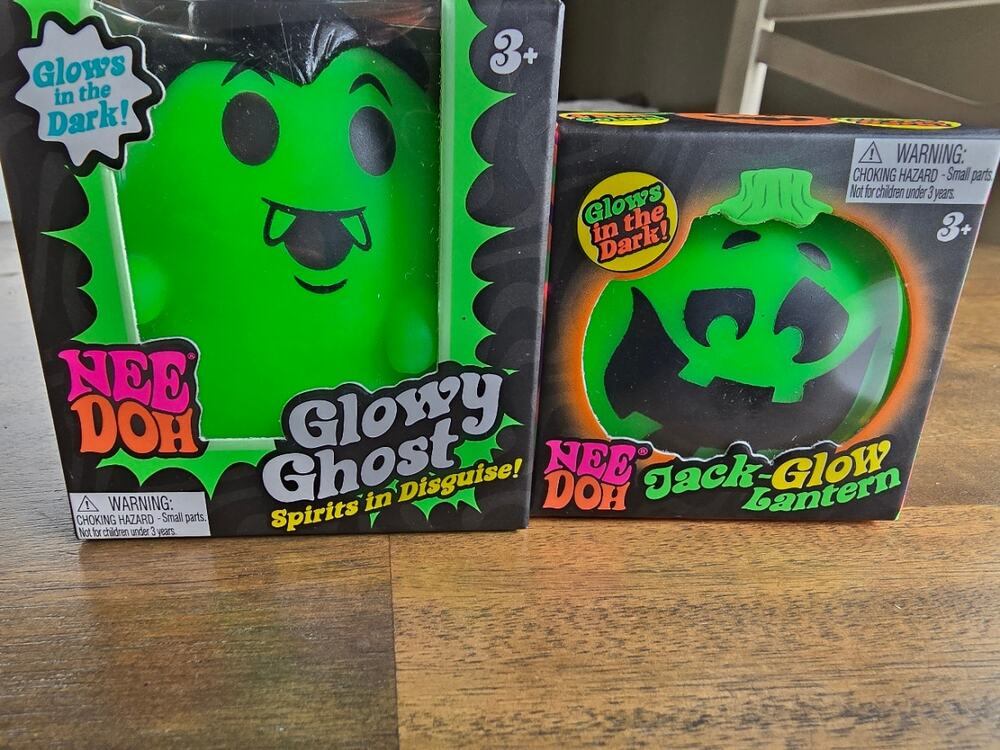 2026 NeeDoh GLOWY GHOST & Jack Glow Lantern Glow-in-the-Dark Squishy LOT of 2